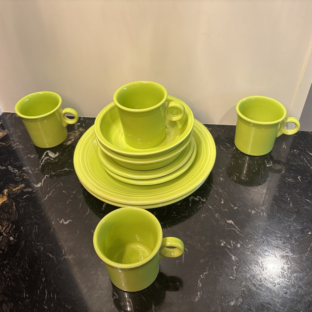 Fiesta Ware Lemongrass Green -Mug, Bowl, Plates HLC USA- Set Of 10